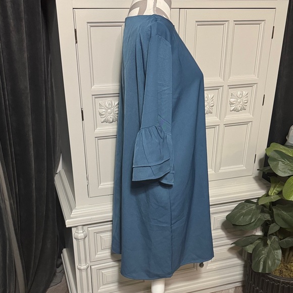 Tickled Teal Teal Blue Dress with Ruffle Sleeves Size XL - Picture 6 of 10